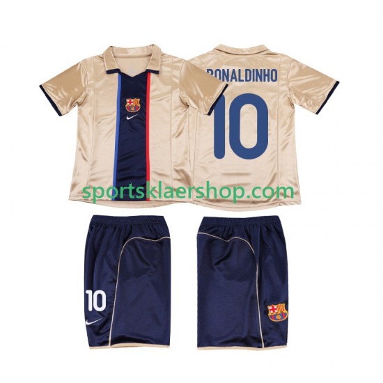 FC Barcelona drakt RONALDINHO 10 2001 2002 Retro Bortetrøye Kort erm , Barnesett