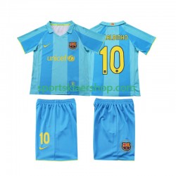 FC Barcelona drakt RONALDINHO 10 2007 Retro Bortetrøye Kort erm 2008 , Barnesett