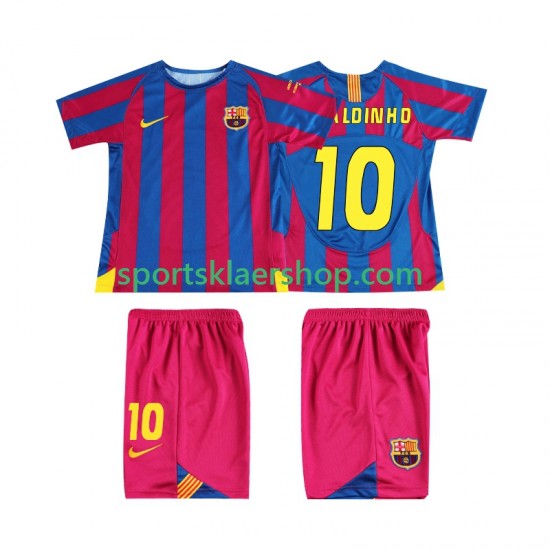FC Barcelona drakt RONALDINHO 10 Champions League 2005 Retro Hjemmetrøye Kort erm 2006 , Barnesett