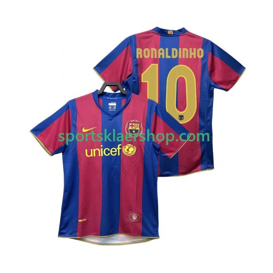 FC Barcelona drakt RONALDINHO 10 2007 Retro Hjemmetrøye Kort erm 2008 , Herre