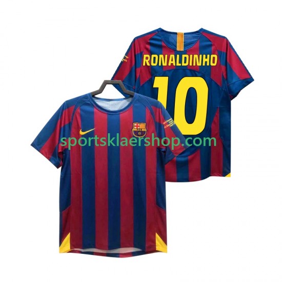FC Barcelona drakt RONALDINHO 10 Champions League 2005 Retro Hjemmetrøye Kort erm 2006 , Herre