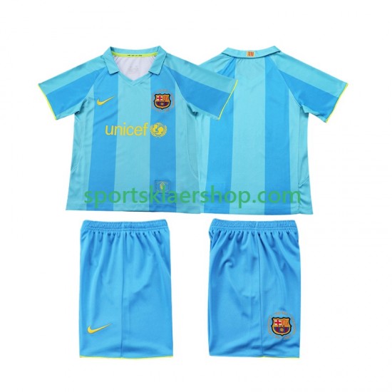 FC Barcelona drakt 2007 Retro Bortetrøye Kort erm 2008 , Barnesett