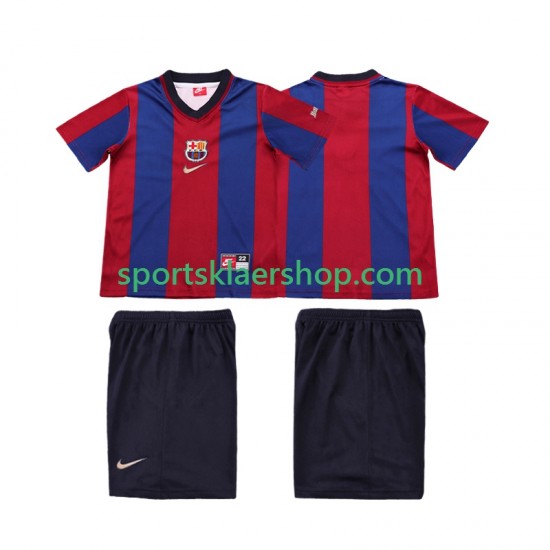 FC Barcelona drakt 1998 Retro Hjemmetrøye Kort erm 1999 , Barnesett