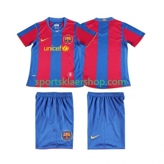 FC Barcelona drakt 2007 Retro Hjemmetrøye Kort erm 2008 , Barnesett