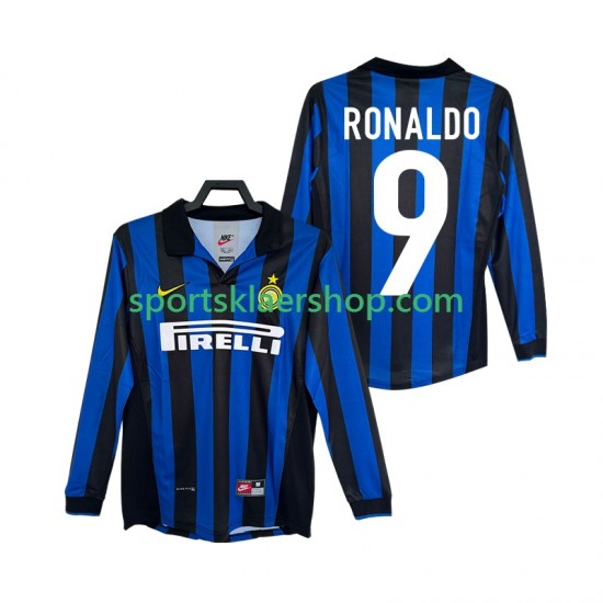 Inter Milan drakt Ronaldo 9 1998 Retro Hjemmetrøye Lang erm 1999 , Herre