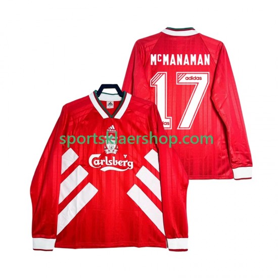 Liverpool drakt MCMANAMAN 17 1993 1995 Retro Hjemmetrøye Lang erm , Herre