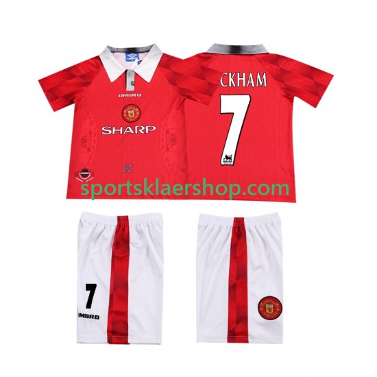 Manchester Utd drakt BECKHAM 7 1996 1997 Retro Hjemmetrøye Kort erm , Barnesett