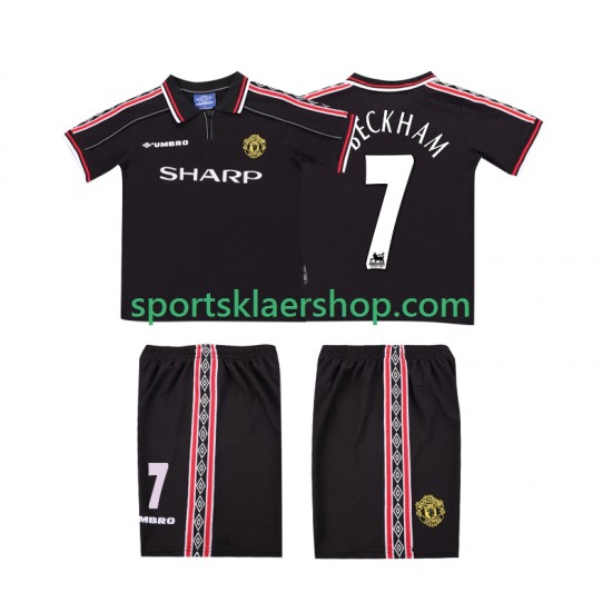 Manchester Utd drakt Beckham 7 1998 Retro Bortetrøye Kort erm 1999 , Barnesett