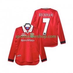 Manchester Utd drakt Beckham 7 2000 Retro Hjemmetrøye Lang erm 1999 , Herre