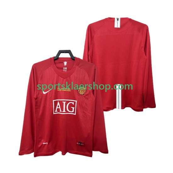 Manchester Utd drakt Champions League 2007 Retro Hjemmetrøye Lang erm 2008 , Herre