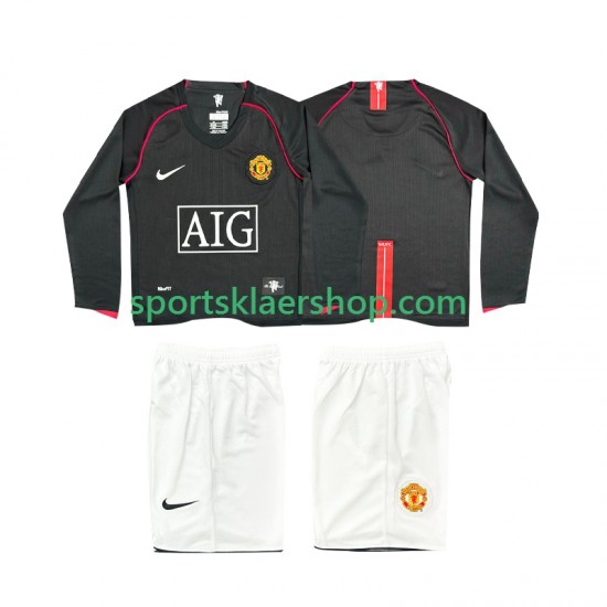 Manchester Utd drakt 2007 Retro Bortetrøye Lang erm 2008 , Barnesett
