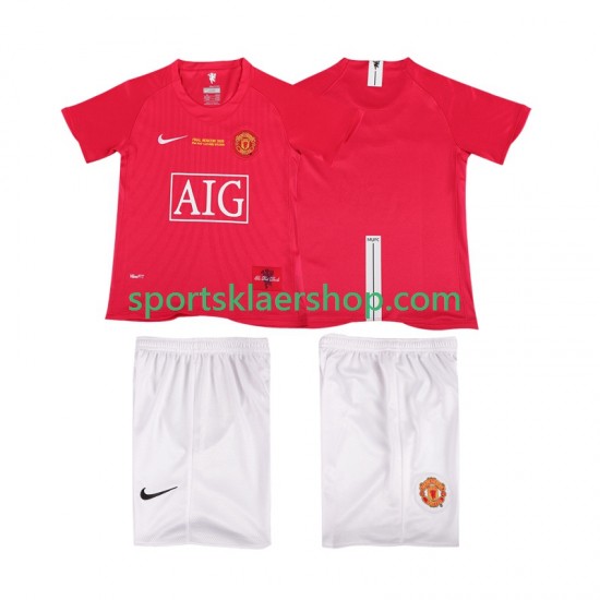 Manchester Utd drakt Champions League 2007 Retro Hjemmetrøye Kort erm 2008 , Barnesett