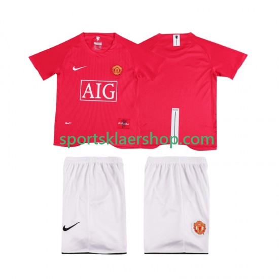 Manchester Utd drakt Premier League 2007 Retro Hjemmetrøye Kort erm 2008 , Barnesett
