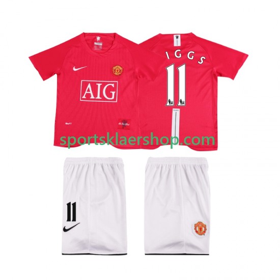 Manchester Utd drakt GIGGS 11 Premier League 2007 Retro Hjemmetrøye Kort erm 2008 , Barnesett