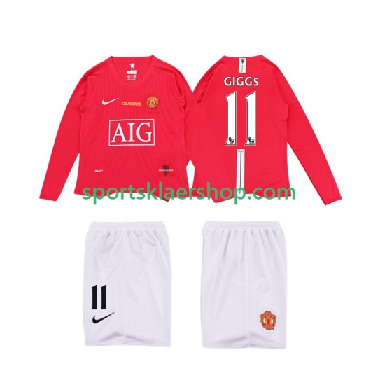 Manchester Utd drakt GIGGS 11 Premier League 2009 Retro Hjemmetrøye Lang erm 2008 , Barnesett
