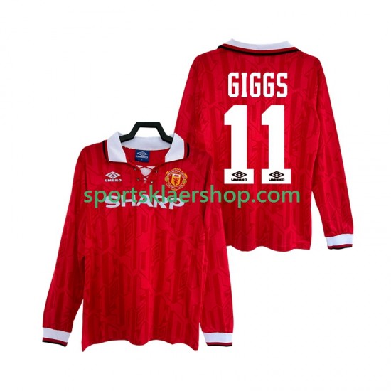 Manchester Utd drakt GIGGS 11 1992 Retro Hjemmetrøye Lang erm 1994 , Herre