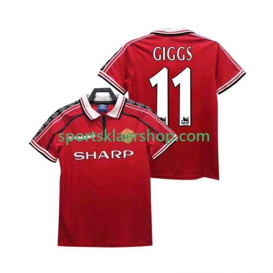 Manchester Utd drakt GIGGS 11 1998 Retro Hjemmetrøye Kort erm 1999 , Herre