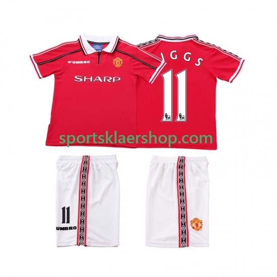 Manchester Utd drakt Giggs 11 1998 Retro Hjemmetrøye Kort erm 1999 , Barnesett