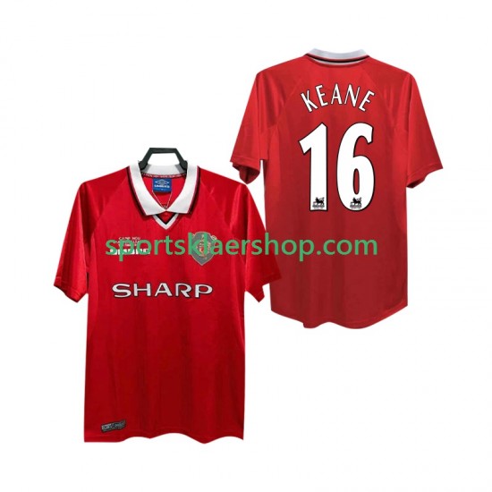Manchester Utd drakt Keane 16 2000 Retro Hjemmetrøye Kort erm 1999 , Herre