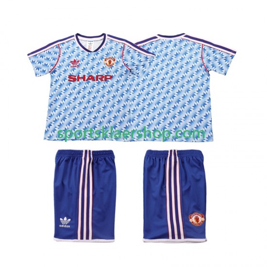 Manchester Utd drakt 1992 Retro Bortetrøye Kort erm 1990 , Barnesett