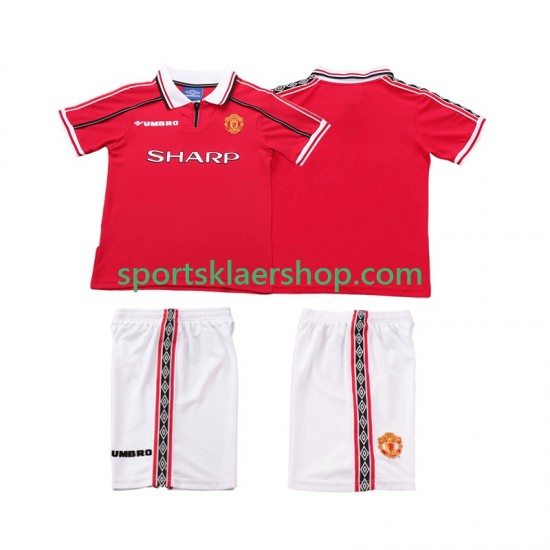 Manchester Utd drakt 1998 Retro Hjemmetrøye Kort erm 1999 , Barnesett