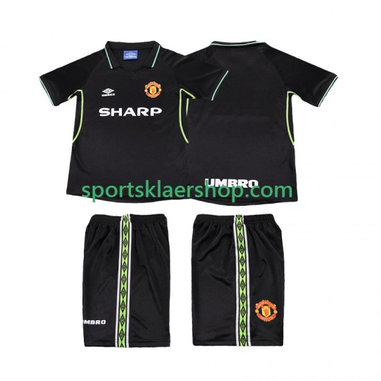Manchester Utd drakt 1998 Retro Tredjetrøye Kort erm 1999 , Barnesett