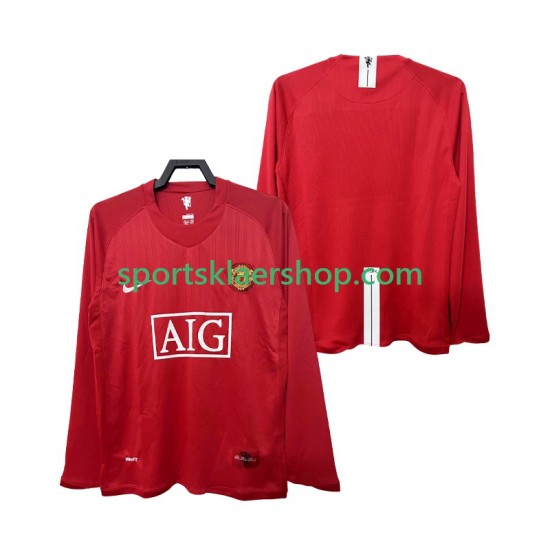 Manchester Utd drakt 2007 Retro Hjemmetrøye Lang erm 2008 , Herre