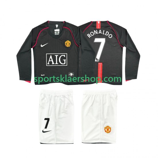 Manchester Utd drakt Ronaldo 7 2007 Retro Bortetrøye Lang erm 2008 , Barnesett