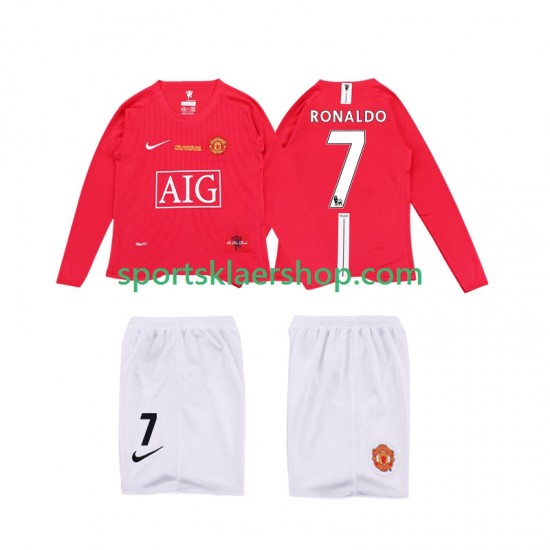 Manchester Utd drakt Ronaldo 7 Premier League 2009 Retro Hjemmetrøye Lang erm 2008 , Barnesett