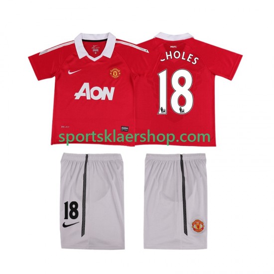 Manchester Utd drakt SCHOLES 18 Retro Hjemmetrøye Kort erm 2010 2011 , Barnesett
