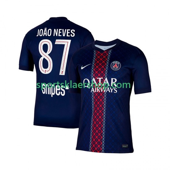 Paris Saint-Germain drakt Joao Neves 87 Hjemmetrøye Kort erm 2025-2026 , Herre
