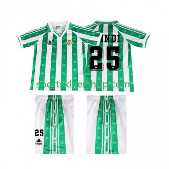 Real Betis drakt FINIDI 25 1996 1997 Retro Hjemmetrøye Kort erm , Barnesett