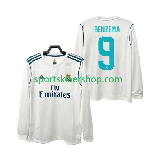 Real Madrid drakt BENZEMA 9 2017 2018 Retro Hjemmetrøye Lang erm , Herre
