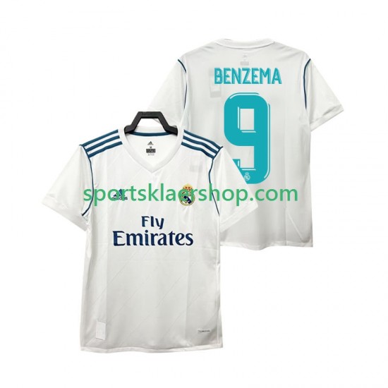 Real Madrid drakt BENZEMA 9 2017 2018 Retro Hjemmetrøye Kort erm , Herre