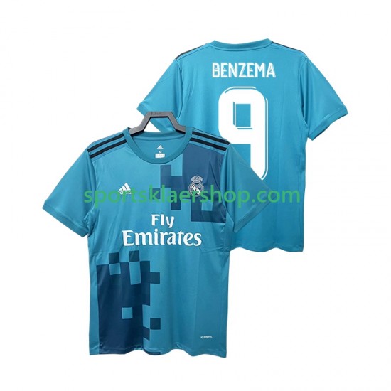 Real Madrid drakt BENZEMA 9 2017 2018 Retro Tredjetrøye Kort erm , Herre