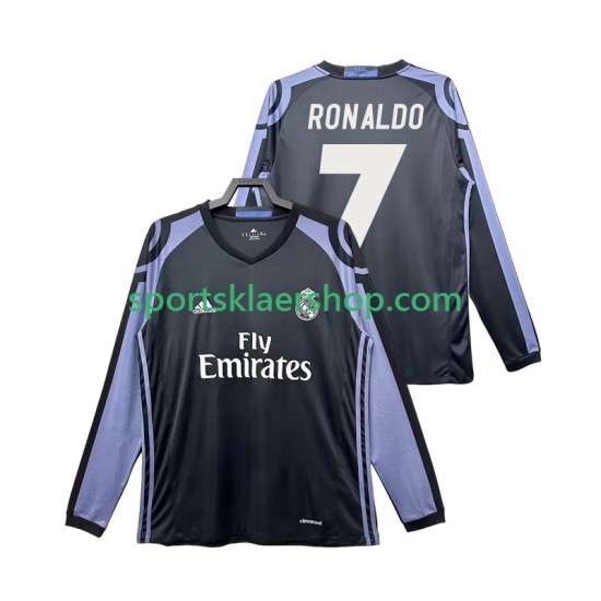 Real Madrid drakt Cristiano Ronaldo 7 2016 2017 Retro Tredjetrøye Lang erm , Herre