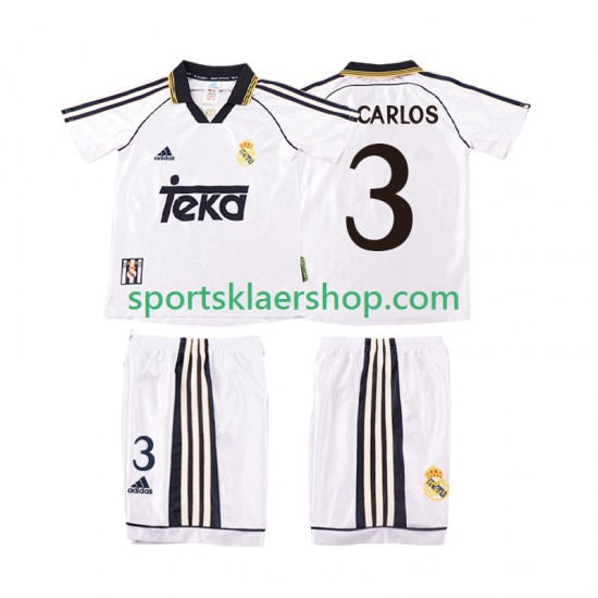 Real Madrid drakt R CARLOS 3 1998 2000 Retro Hjemmetrøye Kort erm , Barnesett