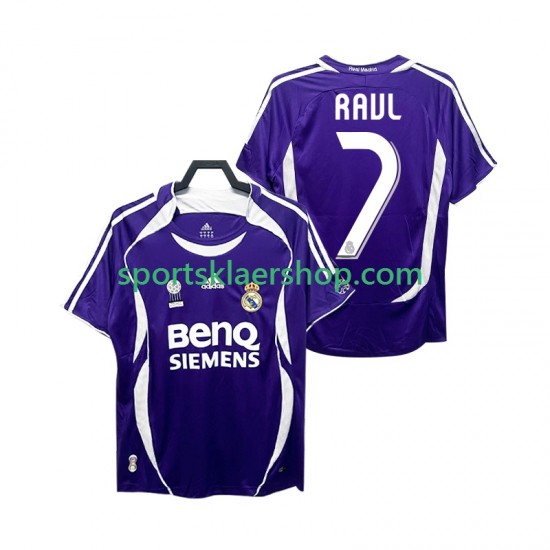 Real Madrid drakt RAUL 7 2007 Retro Bortetrøye Kort erm 2006 , Herre