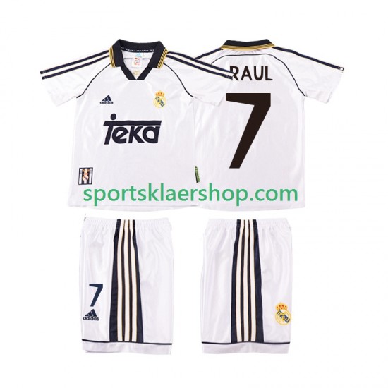 Real Madrid drakt RAUL 7 1998 2000 Retro Hjemmetrøye Kort erm , Barnesett