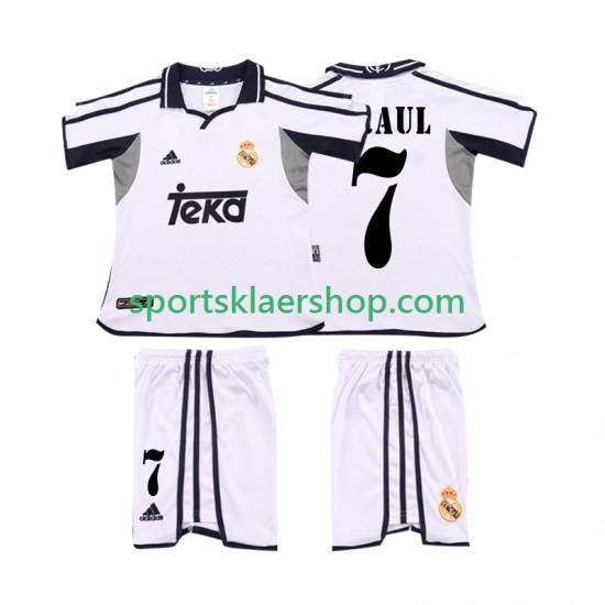 Real Madrid drakt RAUL 7 2001 2002 Retro Hjemmetrøye Kort erm , Barnesett