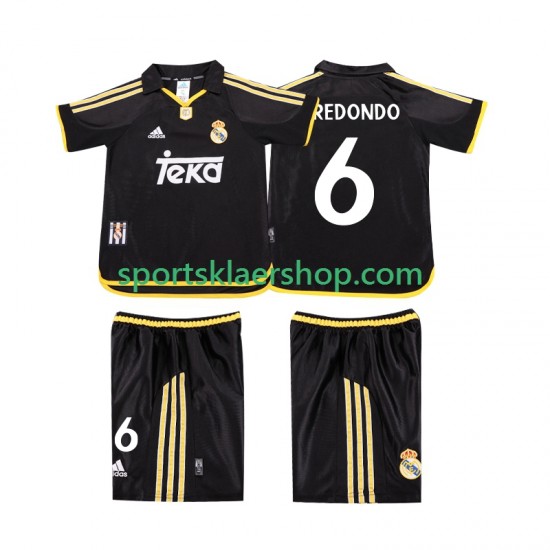 Real Madrid drakt REDONDO 6 2001 Retro Bortetrøye Kort erm 1999 , Barnesett
