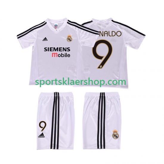 Real Madrid drakt RONALDO 9 20025 Retro Hjemmetrøye Kort erm 2004 , Barnesett