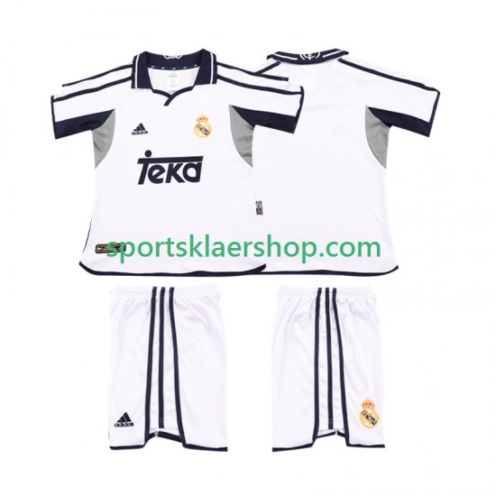 Real Madrid drakt 2001 2002 Retro Hjemmetrøye Kort erm , Barnesett