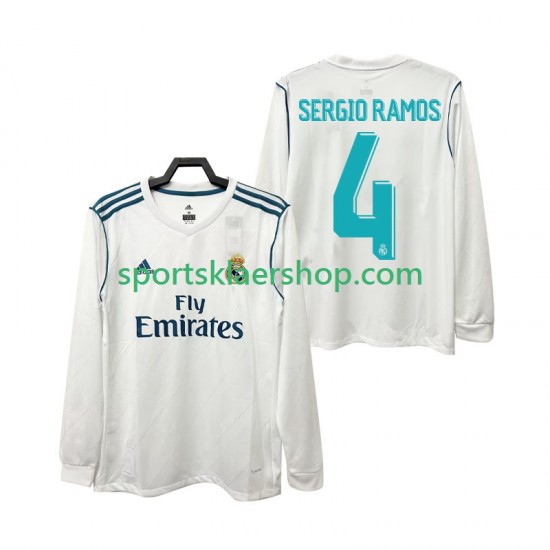 Real Madrid drakt SERGIO RAMOS 4 2017 2018 Retro Hjemmetrøye Lang erm , Herre