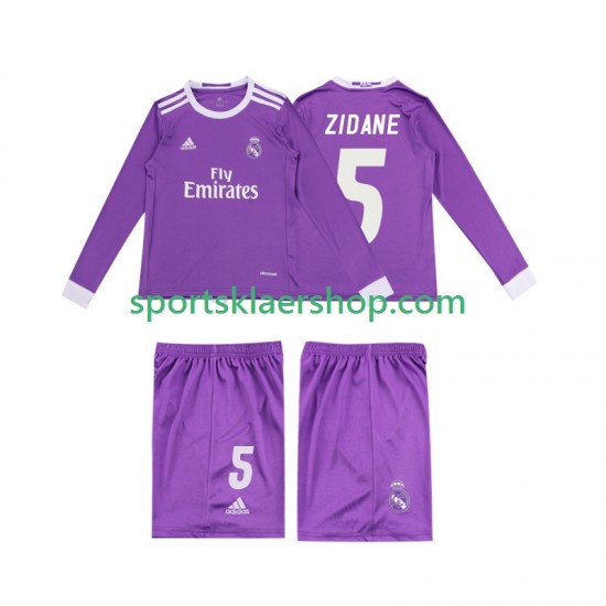 Real Madrid drakt ZIDANE 5 2016 Retro Bortetrøye Lang erm , Barnesett