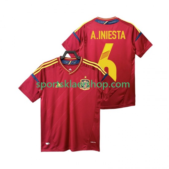 Spania drakt Andres Iniesta 6 2012 Retro Hjemmetrøye Kort erm , Herre