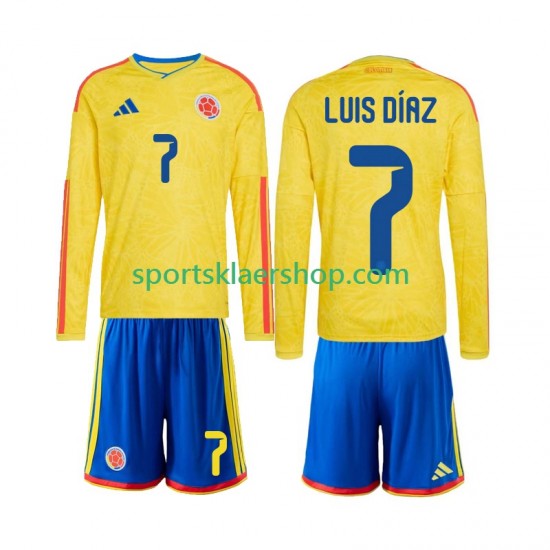 Colombia drakt Luis Diaz 7 Hjemmetrøye Lang erm VM 2026 , Barnesett