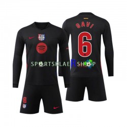 FC Barcelona drakt Gavi 6 Bortetrøye Lang erm 2024-2025 , Barnesett