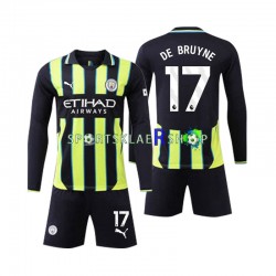 Manchester City drakt Kevin De Bruyne 17 Bortetrøye Lang erm 2024-2025 , Barnesett