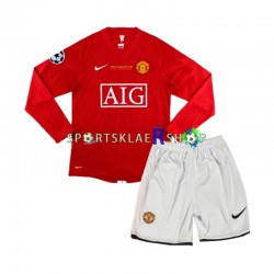 Manchester Utd drakt Champion League 2007 Retro Hjemmetrøye Lang erm , Barnesett